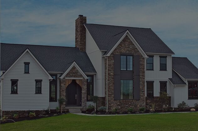 house-plan Image of custom home in Ohio with a green lawn